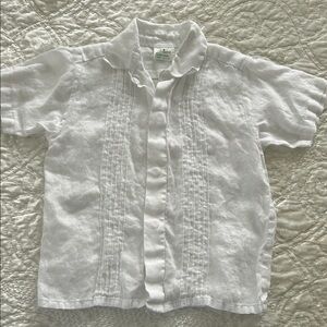 GUAYABERA White LINEN Kids Shirt